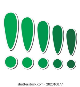 Green sticker exclamation marks set.