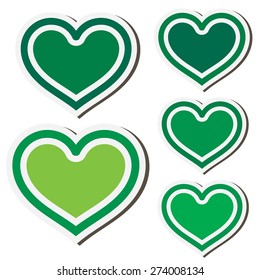 Green sticker heart set