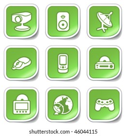 Green sticker with icon 21