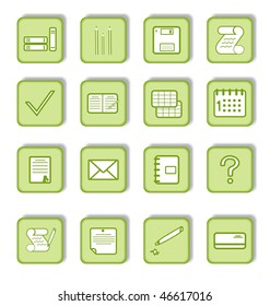 Green sticker with icon 9. Vector