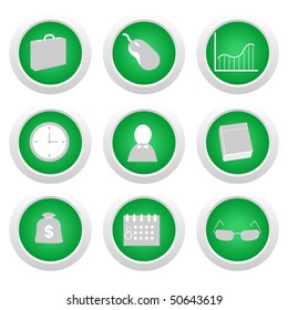 Green sticker with icon 9. Vector