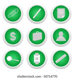 Green sticker with icon 9. Vector