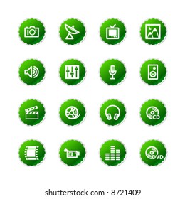 green sticker media icons