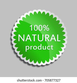 Green sticker Natural product. Vector Natural product icon for packaging design, web-design, advertising booklets, Bio logo creation, natural product design. Organic natural cosmetic and food label.