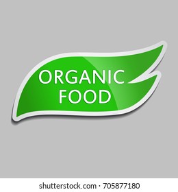 Green sticker Organic food. Vector Organic food icon for packaging design, web-design, advertising booklets, Bio logo creation, natural product design. Natural food label.