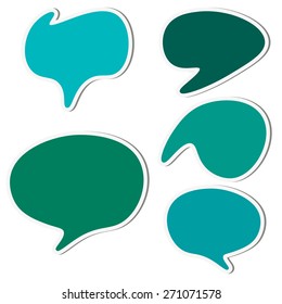 Green sticker speech bubbles set.