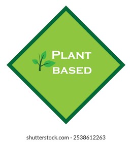 Green sticker with the text plant based and a plant symbol