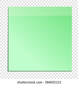 Green sticky note isolated on transparent background, vector illustration