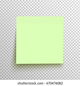 Green sticky note isolated on a transparent background. Vector element for advertising, promotion and web design