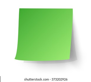 Green sticky note, vector illustration.