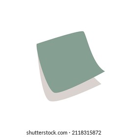 Green sticky paper with shadow. Postal stickers isolated on white background. The concept of memorization. Memory. Vector illustration.