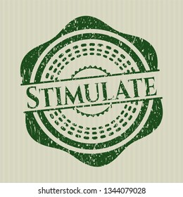 Green Stimulate distressed rubber stamp