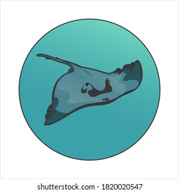 Green stingray vector on gradient circle with white background