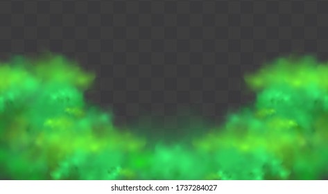 Green stink bad smell, smoke or poison gases,chemical toxic vapour.Vector realistic set of stench breath or sweat odor isolated on transparent checkered background.
