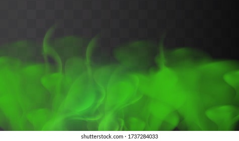 Green stink bad smell, smoke or poison gases,chemical toxic vapour.Vector realistic set of stench breath or sweat odor isolated on transparent checkered background.
