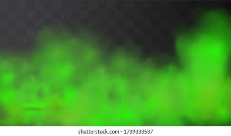 Green stink bad smell, smoke or poison gases,chemical toxic vapour.Vector realistic set of stench breath or sweat odor isolated on transparent checkered background.
