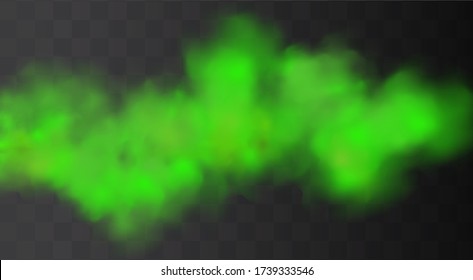 Green Stink Bad Smell, Smoke Or Poison Gases,chemical Toxic Vapour.Vector Realistic Set Of Stench Breath Or Sweat Odor Isolated On Transparent Checkered Background.
