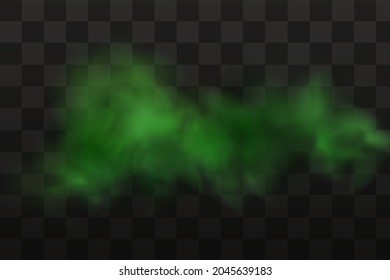 Green stink bad smell, smoke or poison gases,chemical toxic vapour.Vector realistic set of stench breath or sweat odor isolated on transparent checkered background.