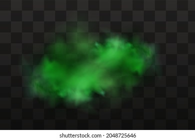 Green Stink Bad Smell, Smoke Or Poison Gases,chemical Toxic Vapour.Vector Realistic Set Of Stench Breath Or Sweat Odor Isolated On Transparent Checkered Background.