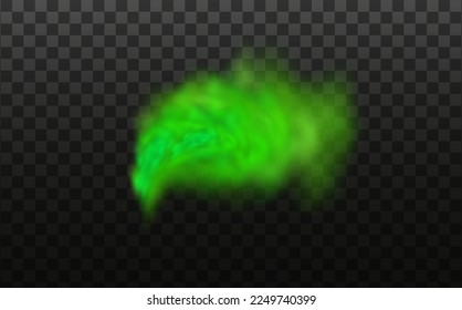 Green stink bad smell, smoke or poison gases,chemical toxic vapour.Vector realistic set of stench breath or sweat odor isolated on transparent checkered background.
