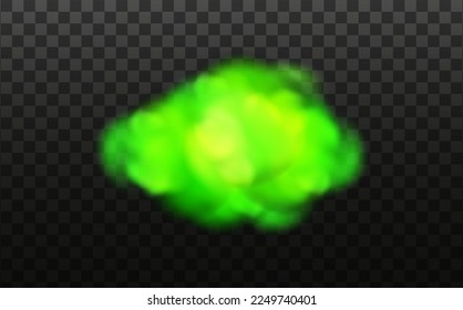 Green stink bad smell, smoke or poison gases,chemical toxic vapour.Vector realistic set of stench breath or sweat odor isolated on transparent checkered background.

