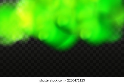 Green stink bad smell, smoke or poison gases,chemical toxic vapour.Vector realistic set of stench breath or sweat odor isolated on transparent checkered background.
