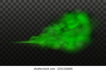 Green stink bad smell, smoke or poison gases,chemical toxic vapour.Vector realistic set of stench breath or sweat odor isolated on transparent checkered background.
