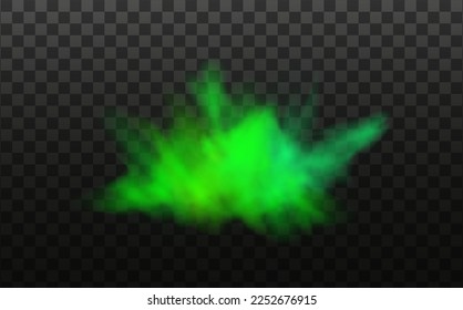 Green stink bad smell, smoke or poison gases,chemical toxic vapour.Vector realistic set of stench breath or sweat odor isolated on transparent checkered background.
