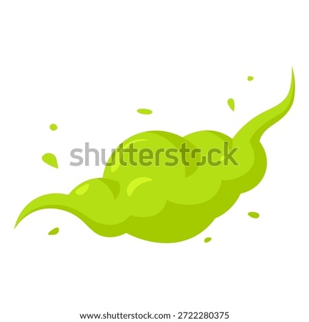Green stink cloud and toxic fume. Vector icon of disgusting odor, poison mist and comic vapor effect isolated on a white background for designs in flat style