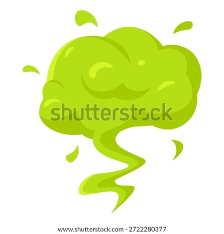 Green stink cloud and toxic fume. Vector icon of disgusting odor, poison mist and comic vapor effect isolated on a white background for designs in flat style