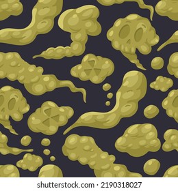 Green stinky clouds vector cartoon seamless pattern background for wallpaper, wrapping, packing, and backdrop.