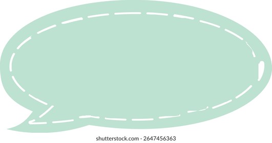 Bolha de fala costurada verde com forma de nuvem curva, perfeito para diálogo, interfaces de bate-papo, quadrinhos ou temas de comunicação criativa.