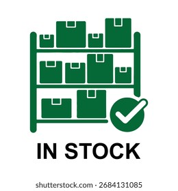 Ícone de Cubo Verde no Estoque para Depósito, Entrega e Símbolo de Compra	