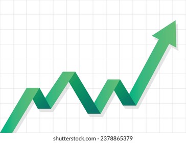 grüne Börsenpfeil-Wirtschaftsdiagramm, die sich auf das Symbol der Wirtschaftskarte, das sich nach oben entwickelt, verweisen