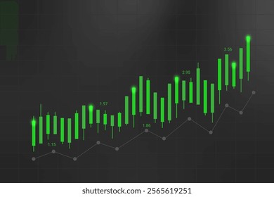 Green Stock Market Background with Trading Graph. Finance Banner Vector Illustration