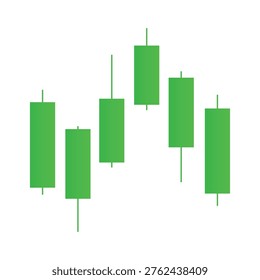 Green stock market candlestick chart pattern on white background for business and finance concepts