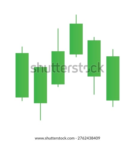 Green stock market candlestick chart pattern on white background for business and finance concepts