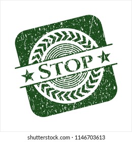 Green Stop grunge stamp