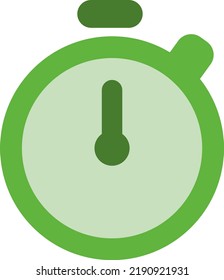 Green stopwatch, illustration, vector on a white background.