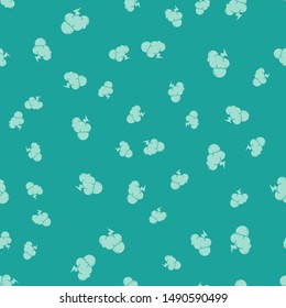 Green Storm icon isolated seamless pattern on green background. Cloud with lightning and sun sign. Weather icon of storm.  Vector Illustration