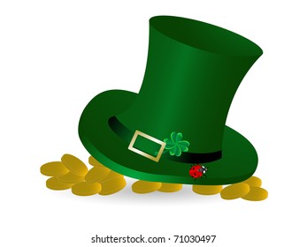 Green St.Patrick's hat with golden money