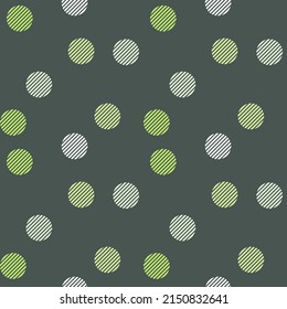 Círculo de línea recta verde, patrón aleatorio sin costuras sobre el fondo verde. Ilustración vectorial.