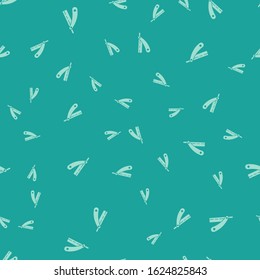 Green Straight razor icon isolated seamless pattern on green background. Barbershop symbol.  Vector Illustration