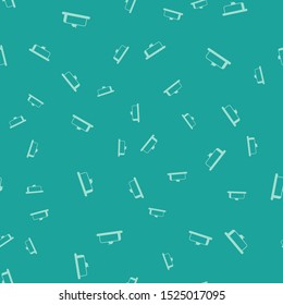 Green Strawberry cheesecake slice with fruit topping icon isolated seamless pattern on green background.  Vector Illustration