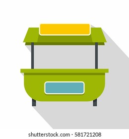 Green street kiosk icon. Flat illustration of green street kiosk vector icon for web isolated on white background