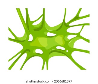 Green stretched slime.Chewing gum.Sticky web. Vector cartoon background