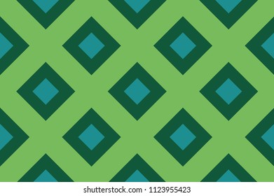 Green stripe background. Seamless pattern with intersecting diagonal lines, cell, squares. Vector illustration 