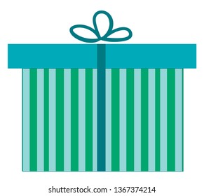 A green stripe paper wrapped box vector or color illustration