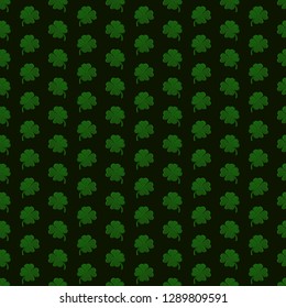 Green stripe shamrocks on black background. vector seamless pattern. patrick background. St. Patricks Day. Vector illustration