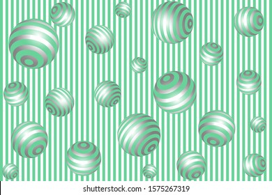 Green Striped 3D sphere background. Vector.